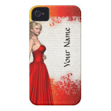 Girl in red dress iPhone 4 Case-Mate cases