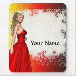 Girl in red dress mousepads