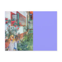 Girl in the Garden with Red Flowers Post Cards