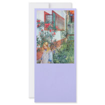 Girl in the Garden with Red Flowers Custom Rack Cards
