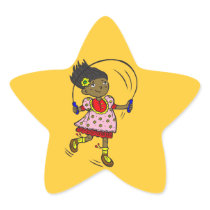 Girl Jumping Rope Star Sticker