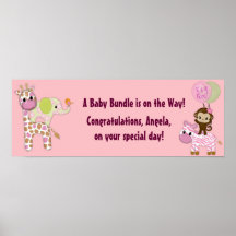 Girl Jungle Safari Baby Shower Banner Poster