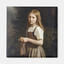 Girl Knitting, 1854 Fridge Magnet