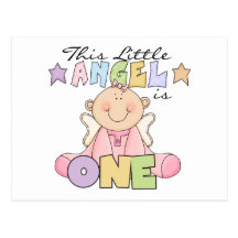 Girl Little Angel 1st Birthday Tshirts and Gifts Postcard