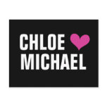 girl loves boy - heart with names (black) postcards