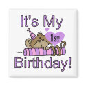 Girl Monkey 1st Birthday Tshirts and Gifts magnets