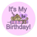 Girl Monkey 1st Birthday Tshirts and Gifts stickers