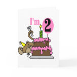 Girl Monkey I'm 2 Birthday Tshirts cards