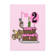 Girl Monkey I'm 2 Birthday Tshirts Postcards