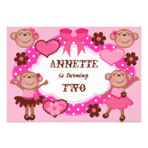 Girl Monkeys Birthday Invitations invitations