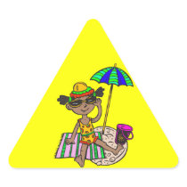 Girl On Beach Triangle Sticker