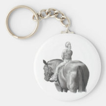 GIRL ON HORSEBACK: PENCIL ART: REALISM KEY CHAIN
