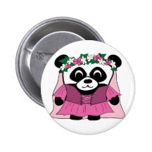 Girl Panda in Pink Renaissance Dress
