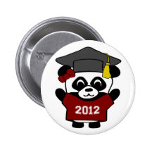 Girl Panda Maroon & White 2012 Grad Pinback Buttons