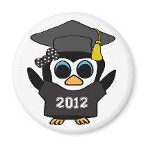 Girl Penguin Black & White 2012 Grad Magnets
