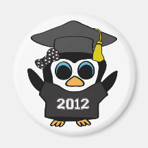 Girl Penguin Black & White 2012 Grad Magnets
