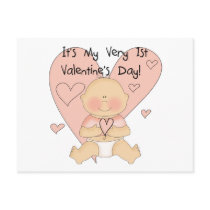 Girl Pink Hearts 1st Valentines Tshirts Post Card