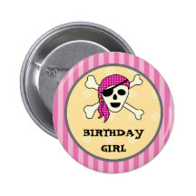 Girl Pirate Birthday Button