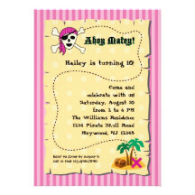 Girl Pirate Birthday Invitation