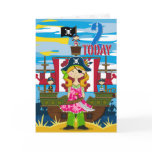 Girl Pirate Ship Scene 2nd Birthday Card