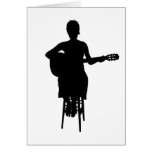 Girl Playing Acoustic Guitar Card