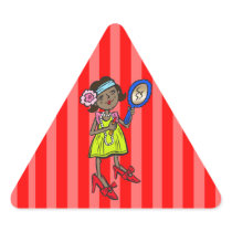 Girl Playing Dress Up Triangle Stickers