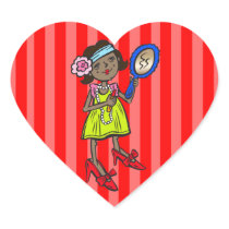 Girl Playing Dress Up Heart Stickers