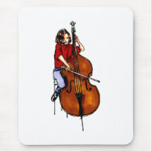 Girl playing orchestra bass red shirt mousepads