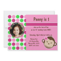 Girl Polka Dot Monkey Invite