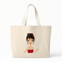 girl presenting bags