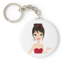 girl presenting keychains