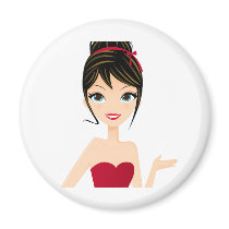 girl presenting magnets