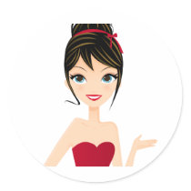 girl presenting stickers