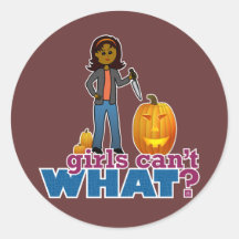 Girl Pumpkin Carver Round Sticker