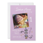 Girl purple cupcake birthday invitation (#INV 026)