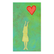 Girl reaching sweet hopeful art fun girly painting business card template