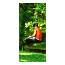 Girl Reading in Park Custom Rack Card