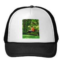 Girl Reading in Park Mesh Hat