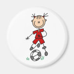 Girl Red Soccer Uniform Refrigerator Magnet