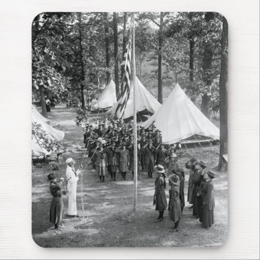 Girl Scout Flag-Raising: 1919 Mousepad