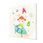 Girl sitting on chair, studying stretched canvas prints