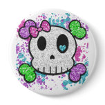 Girl Skull Pinback Buttons Backpack or Hat Pin