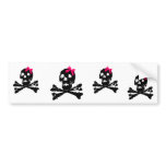 Girl Skull with Pink Bow bumper stickers