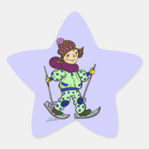 Girl Snow Skiing 2 Stickers