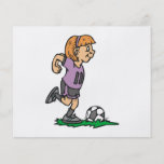girl soccer player ready to kick full colour flyer