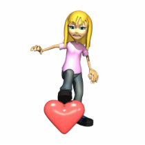 girl stepping on heart photo cutouts