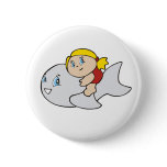 Girl Swimming with Dolphin buttons