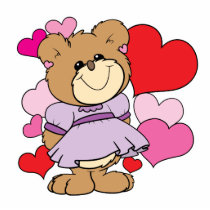 girl  teddy bear in love lots of hearts design acrylic cut outs