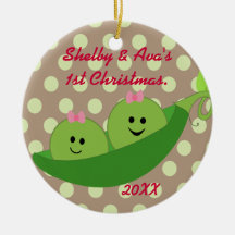 Girl Twins First Christmas Ornament