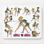 Girl Vs. Girl Fencing Mouse Pad